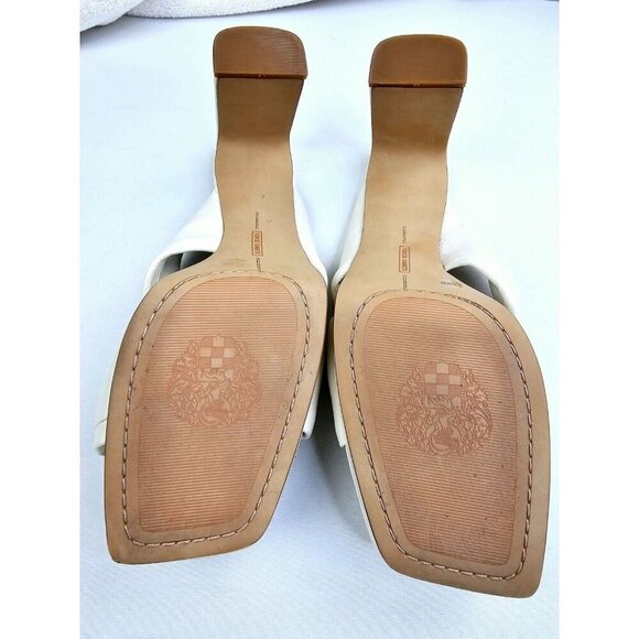Vince Camuto Size 12 Women Elmindi Slip On Cross Strap Leather Cream Color Heels - Picture 7 of 14